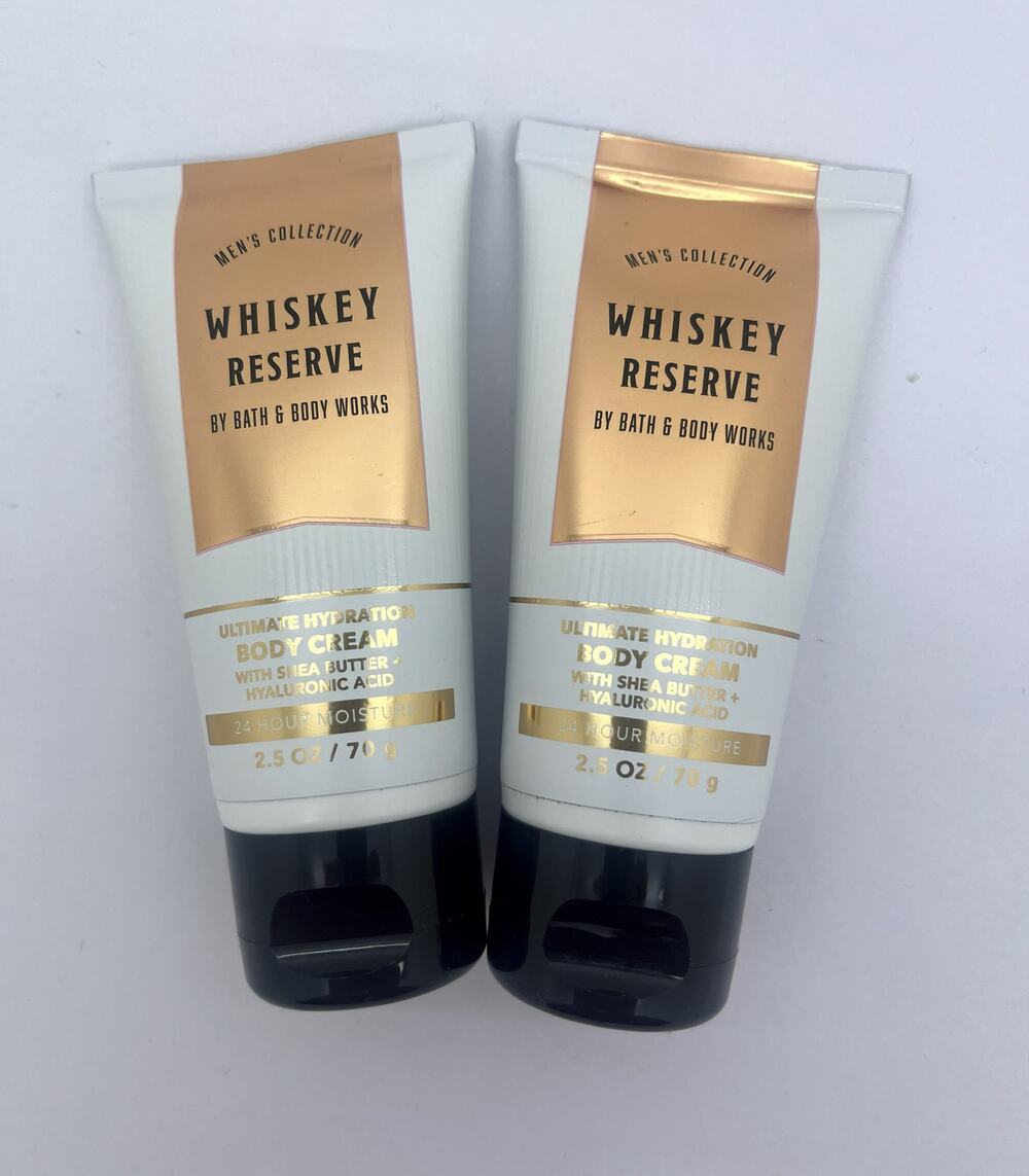Lot of 2 Bath & Body Works WHISKEY RESERVE Men Body Cream TRAVEL 2.5 oz NEW